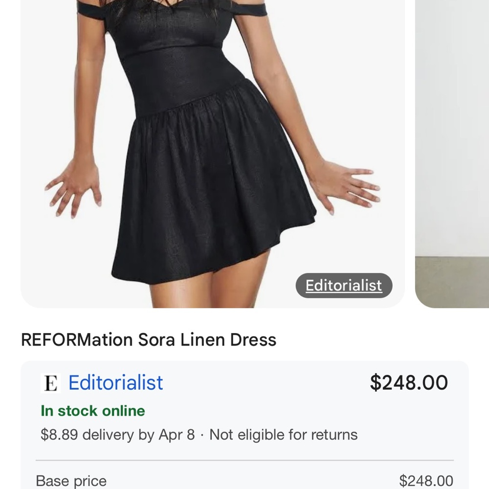 Reformation Black Linen Dress - Picture 2 of 9